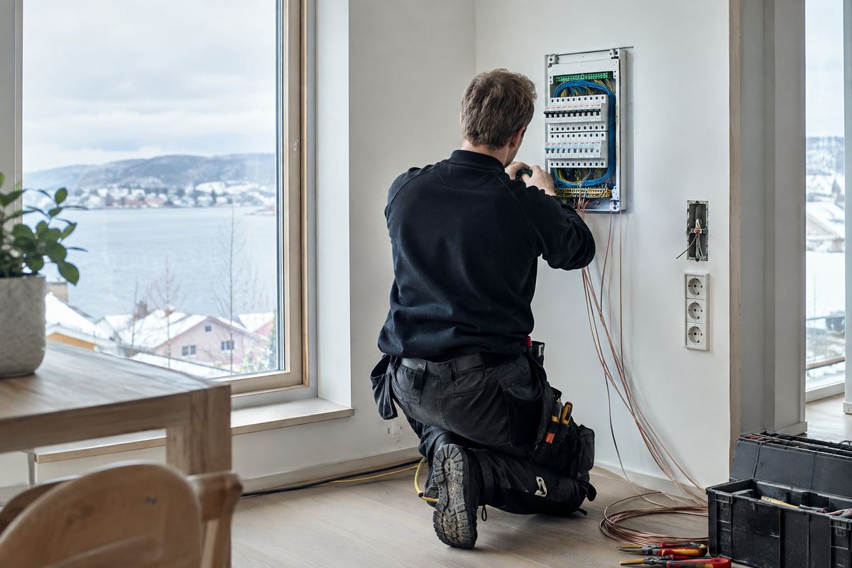 Elektriker installerer el-panel i dansk hjem